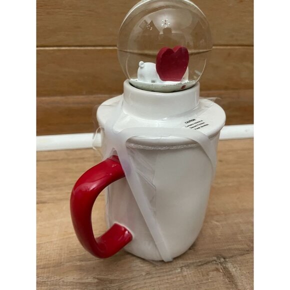 VHTF NWT Rae Dunn Hogs & Kisses Mug With Snow Globe Lid - Picture 4 of 4